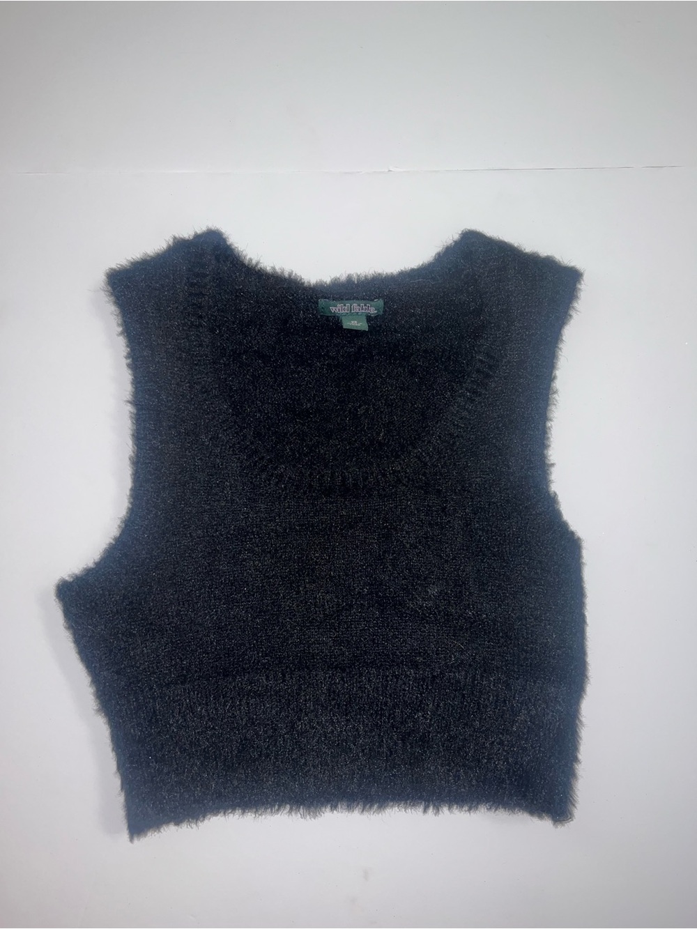wild fable Black Fuzzy Cropped Tank Top